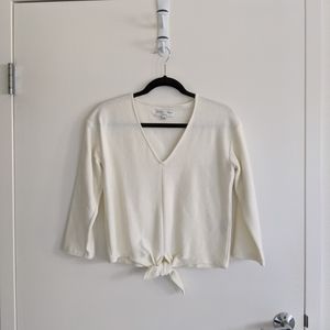 Madewell Texture & Thread Tie Front Vneck Top XS